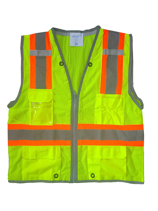 98-2951 Class II Safety Vest Clear ID Pocket Lime