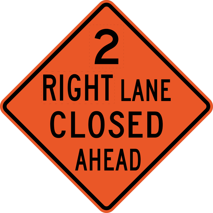 C20(CA) RIGHT LANE CLOSED AHEAD