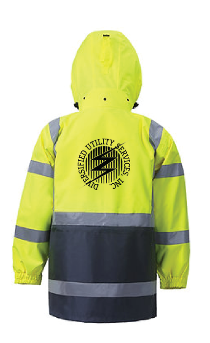 DUSI 736C-3 Hi Vis Rain Parka Black Bottom Class III