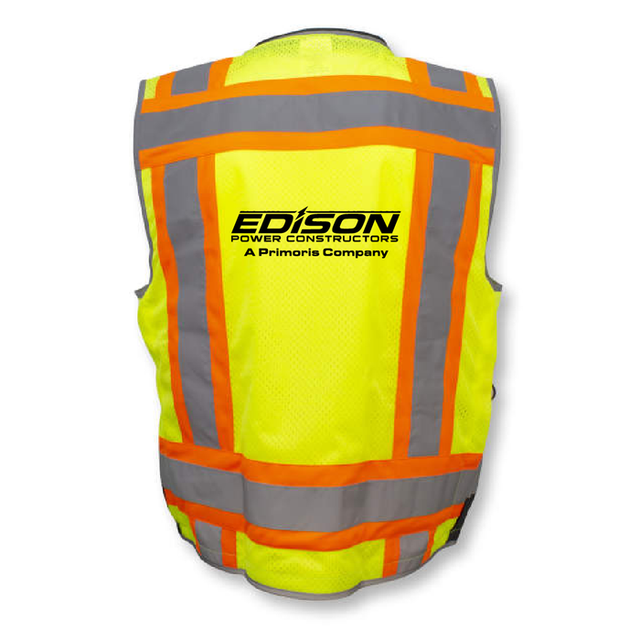 Edison SV55B Class 2 Heavy Woven Color Blocked Two Tone Engineer Vest