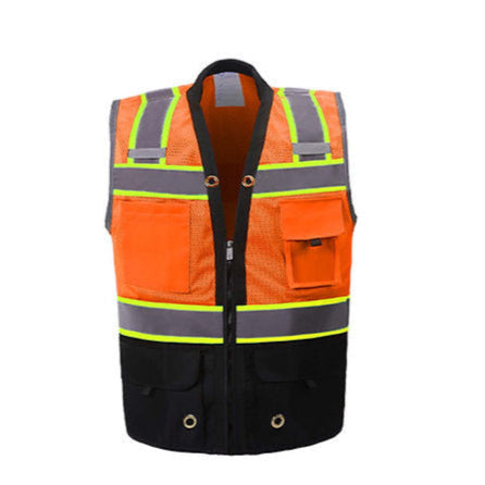 SV344 Surveyor Vest w/ Black Bottom & ID Pocket Orange