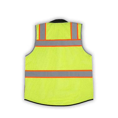 SV544 Surveyor Vest w/ Black Bottom & ID Pocket Lime